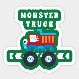 illustration of monster truck with cartoon style. Sticker